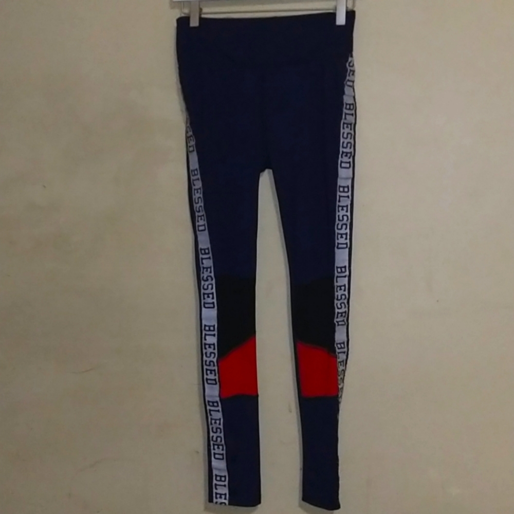 Leggings, navy blue,black mesh,white